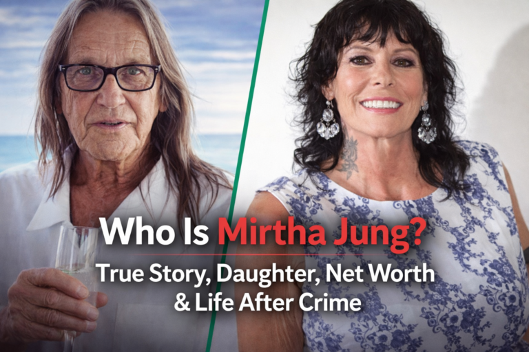 Mirtha Jung and George Jung image with text about true story, daughter, net worth and life after crime