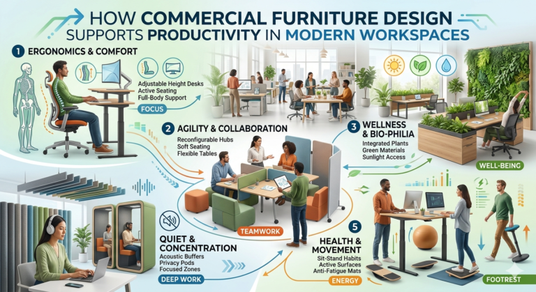How Commercial Furniture Design Supports Productivity in Modern Workspaces